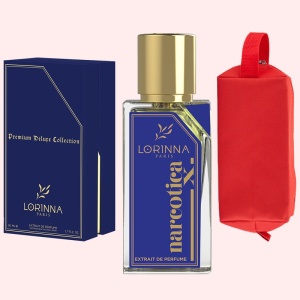 Set Extract de Parfum Lorinna Paris Parfum, De Luxe Collection, Narcotica X, 50 ml, Unisex Damă Bărbat si Gentuță Parfumuri