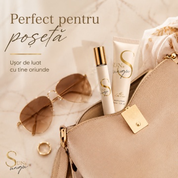 Set Sun & Unique 2x35 ml, Apă de Toaletă Damă 35 ml + Body Lotion 35 ml, Aromă Floral Fructată, Citrică, Lemnoasă și Pudrată, Note de Corcodușe, Bergamotă, Lămâie, Portocală, Frezie, Piersică, Iasomie, Trandafir, Lichen, Paciuli, Lemn Ambrat, Mosc Alb și - Img 6