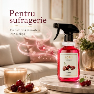 Spray Odorizant Loris Pafum Cherry, 500 ml, pentru Cameră, Hol, Baie și Auto, Aromă de Cireșe - Img 5