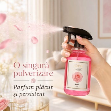 Spray Odorizant Loris Pafum Rose, 500 ml, pentru Cameră, Hol, Baie și Auto, Aromă Florală de Trandafir - Img 6
