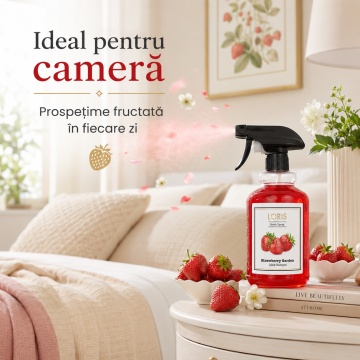 Spray Odorizant Loris Pafum Strawberry Garden, 500 ml, pentru Cameră, Hol, Baie și Auto, Aromă de Căpșuni - Img 2