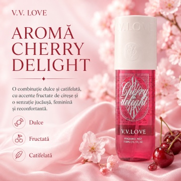 Spray Parfumat pentru Corp V.V. Love Cherry Delight, 150 ml, Damă, Aromă Dulce Fructată de Cireșe - Img 4