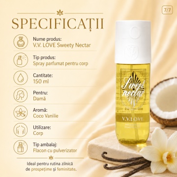Spray Parfumat pentru Corp V.V. Love Sweet Nectar, 150 ml, Damă, Aromă Dulce și Fresh - Img 8