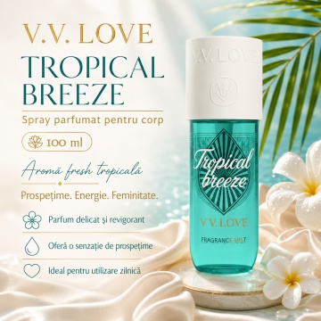 Spray Parfumat pentru Corp V.V. Love Tropical Breeze, 150 ml, Damă, Aromă Fresh Tropicală - Img 2