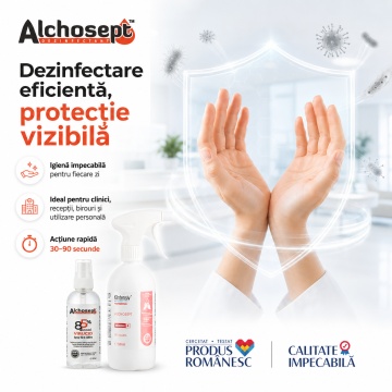 Alchosept dezinfectant profesional mâini și piele, hidroalcoolic, 85% etanol, dezinfectare igienică în 30 secunde și chirurgicală în 90 secunde, 1 L, 4x Stickere - Img 2
