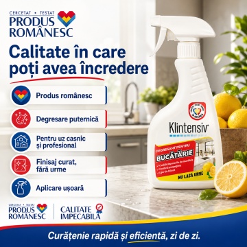 Degresant bucătărie Klintensiv, soluție profesională pentru grăsime arsă și murdărie persistentă, pentru hote, plite, cuptoare, grătare, tăvi, inox și suprafețe lavabile, 500 ml, 4x Stickere - Img 6