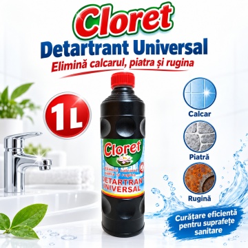 Detartrant Universal Cloret, Elimină Calcarul, Piatra și Rugina, pentru Baie și Suprafețe Compatibile, Curățare Intensivă, 1 L