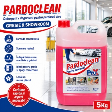 Detergent degresant concentrat pentru pardoseli dure Pardoclean PRO X, spumare redusă, pentru piatră naturală, gresie, ciment, suprafețe epoxidice, ateliere, fabrici, service-uri auto și spații comerciale, 5 kg, 4x Stickere - Img 2