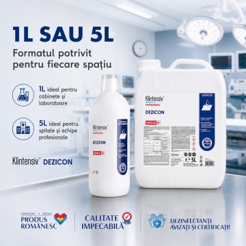 Detergent dezinfectant concentrat Klintensiv Dezicon, soluție 2%, pentru suprafețe, pavimente și instrumentar, bactericid, virucid, fungicid, micobactericid și sporicid, 1 L, 4x Stickere - Img 6