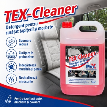 Detergent tapițerie și mochete PRO X TEX-Cleaner, concentrat cu spumare redusă, pentru textile auto, covoare și suprafețe textile, curățare în profunzime, 5 L, 4x Stickere - Img 2