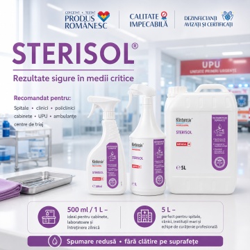 Dezinfectant de nivel înalt Sterisol RTU Klintensiv, gata de utilizare, pentru suprafețe, pavimente și instrumentar, bactericid, fungicid, virucid, micobactericid și sporicid, 500 ml, 4x Stickere - Img 6