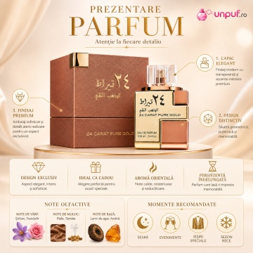 Lattafa 24 Carat Pure Gold – Parfum EDP 100 ml, unisex - Img 3