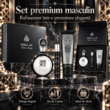 Lattafa Set Cadou Fakhar Men + + Shower Gel – Apă de parfum 100 ML + 12 ML, bărbați - Img 2