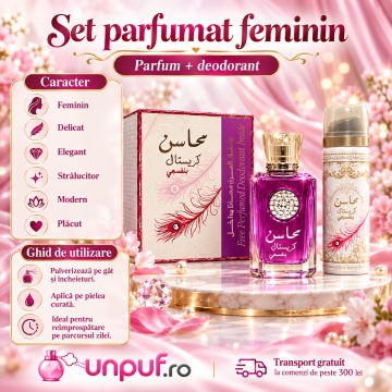 Lattafa Set Mahasin Crystal Violet : + Deodorant Spray – 100 ml + 50 ml, unisex - Img 8