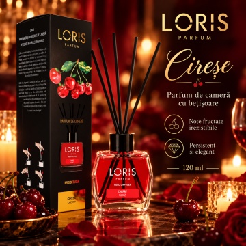 Loris Parfum Cireșe 120 ml – Odorizant de Cameră cu Bețișoare Parfumate - Img 4
