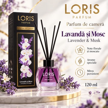 Loris Parfum Lavandă & Mosc 120 ml – Odorizant de Cameră cu Bețișoare Parfumate - Img 4
