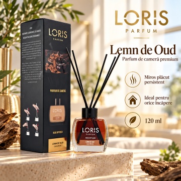 Loris Parfum Lemn de Oud 120 ml – Odorizant de Cameră cu Bețișoare Parfumate - Img 3