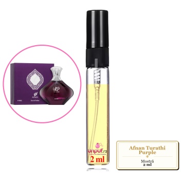 Mostra fiola din Parfumul Afnan Turathi Purple, decant sticla cu pulverizator - Img 2