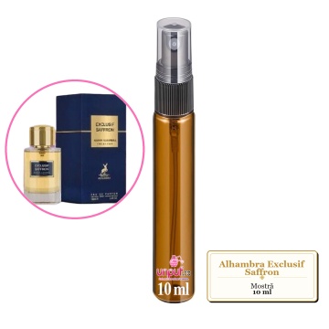 Mostra fiola din Parfumul Alhambra Exclusif Saffron, decant sticla cu pulverizator
