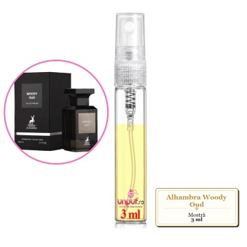 Mostra fiola din Parfumul Alhambra Woody Oud, decant sticla cu pulverizator - Img 3