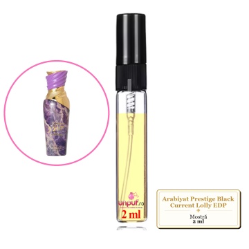 Mostra Fiola Din Parfumul Arabiyat Prestige Black Current Lolly Eau De Parfum, Decant Sticla Cu Pulverizator