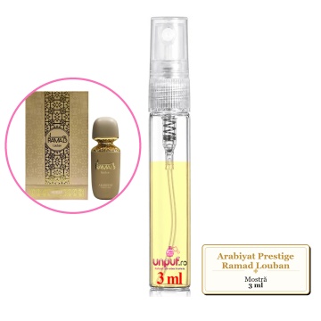 Mostra fiola din Parfumul Arabiyat Prestige Ramad Louban, decant sticla cu pulverizator - Img 3
