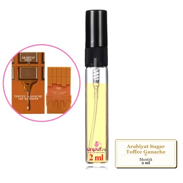 Mostra fiola din Parfumul Arabiyat Sugar Toffee Ganache, decant sticla cu pulverizator