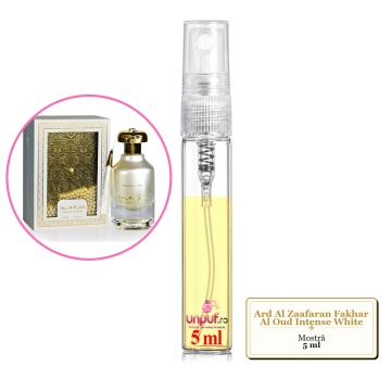 Mostra fiola din Parfumul Ard Al Zaafaran Fakhar Al Oud Intense White, decant sticla cu pulverizator - Img 4