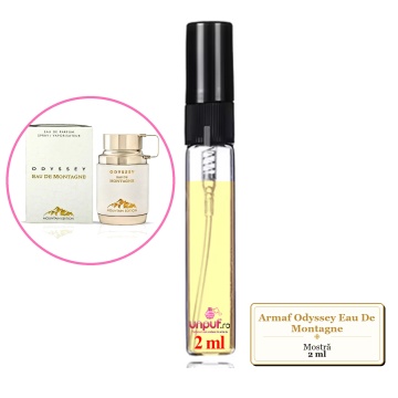 Mostra fiola din Parfumul Armaf Odyssey Eau De Montagne, decant sticla cu pulverizator
