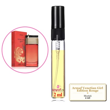 Mostra fiola din Parfumul Armaf Venetian Girl Edition Rouge, decant sticla cu pulverizator
