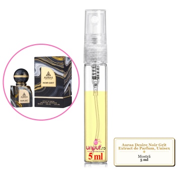 Mostra fiola din Parfumul Auraa Desire Noir Grit Extract de Parfum, Unisex, decant sticla cu pulverizator - Img 2