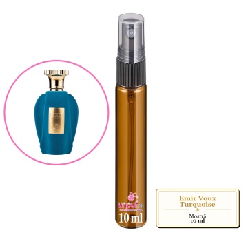 Mostra fiola din Parfumul Emir Voux Turquoise, decant sticla cu pulverizator