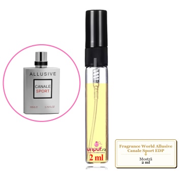 Mostra Fiola Din Parfumul Fragrance World Allusive Canale Sport Eau De Parfum, Decant Sticla Cu Pulverizator