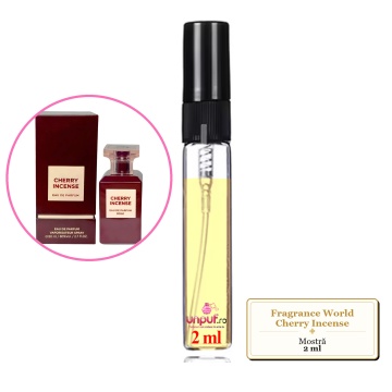 Mostra fiola din Parfumul Fragrance World Cherry Incense, decant sticla cu pulverizator
