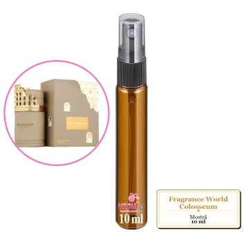 Mostra fiola din Parfumul Fragrance World Colosseum, decant sticla cu pulverizator