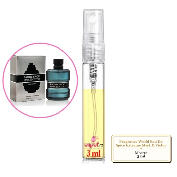 Mostra fiola din Parfumul Fragrance World Eau De Spice Extreme Mark & Victor, decant sticla cu pulverizator - Img 3