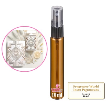 Mostra fiola din Parfumul Fragrance World Intro Paramount, decant sticla cu pulverizator