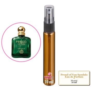 Mostra fiola din Parfumul Fragrance World Proud of You Sandalo Eau de Parfum, decant sticla cu pulverizator