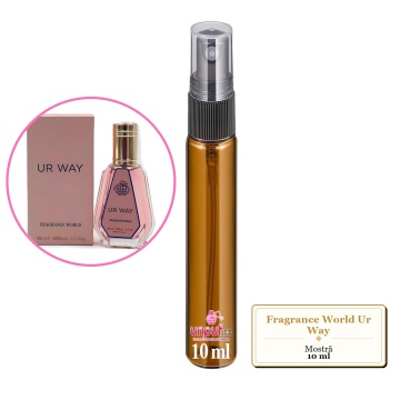Mostra fiola din Parfumul Fragrance World Ur Way, decant sticla cu pulverizator