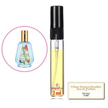 Mostra fiola din Parfumul Fragrance World Urban Women Paradise Eau de Parfum, decant sticla cu pulverizator
