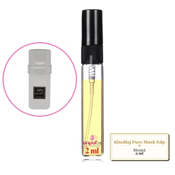 Mostra fiola din Parfumul Khadlaj Pure Musk Edp, decant sticla cu pulverizator