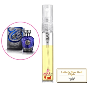 Mostra fiola din Parfumul Lattafa Blue Oud Elixir, decant sticla cu pulverizator - Img 4