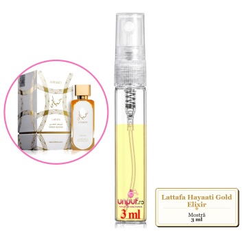 Mostra fiola din Parfumul Lattafa Hayaati Gold Elixir, decant sticla cu pulverizator - Img 3