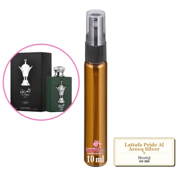 Mostra fiola din Parfumul Lattafa Pride Al Areeq Silver, decant sticla cu pulverizator