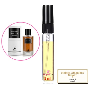 Mostra fiola din Parfumul Maison Alhambra Smoky, decant sticla cu pulverizator