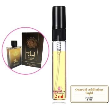 Mostra fiola din Parfumul Ozareej Addiction Gold, decant sticla cu pulverizator