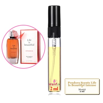 Mostra fiola din Parfumul Pendora Scents Life Is Beautiful Intense, decant sticla cu pulverizator