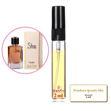 Mostra fiola din Parfumul Pendora Scents She, decant sticla cu pulverizator