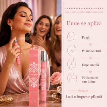 Mostră fiolă parfum Badee Al Oud Rose Milk 35 ml, Eau de Parfum pentru femei, aromă dulce pudrată vanilată, pulverizator compact - Img 7