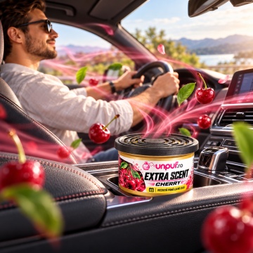 Odorizant Auto Unpuf Extra Scent Cherry, Parfum Auto cu Aromă de Cireșe, Intensitate Reglabilă, Până la 60 Zile, 40g - Img 5